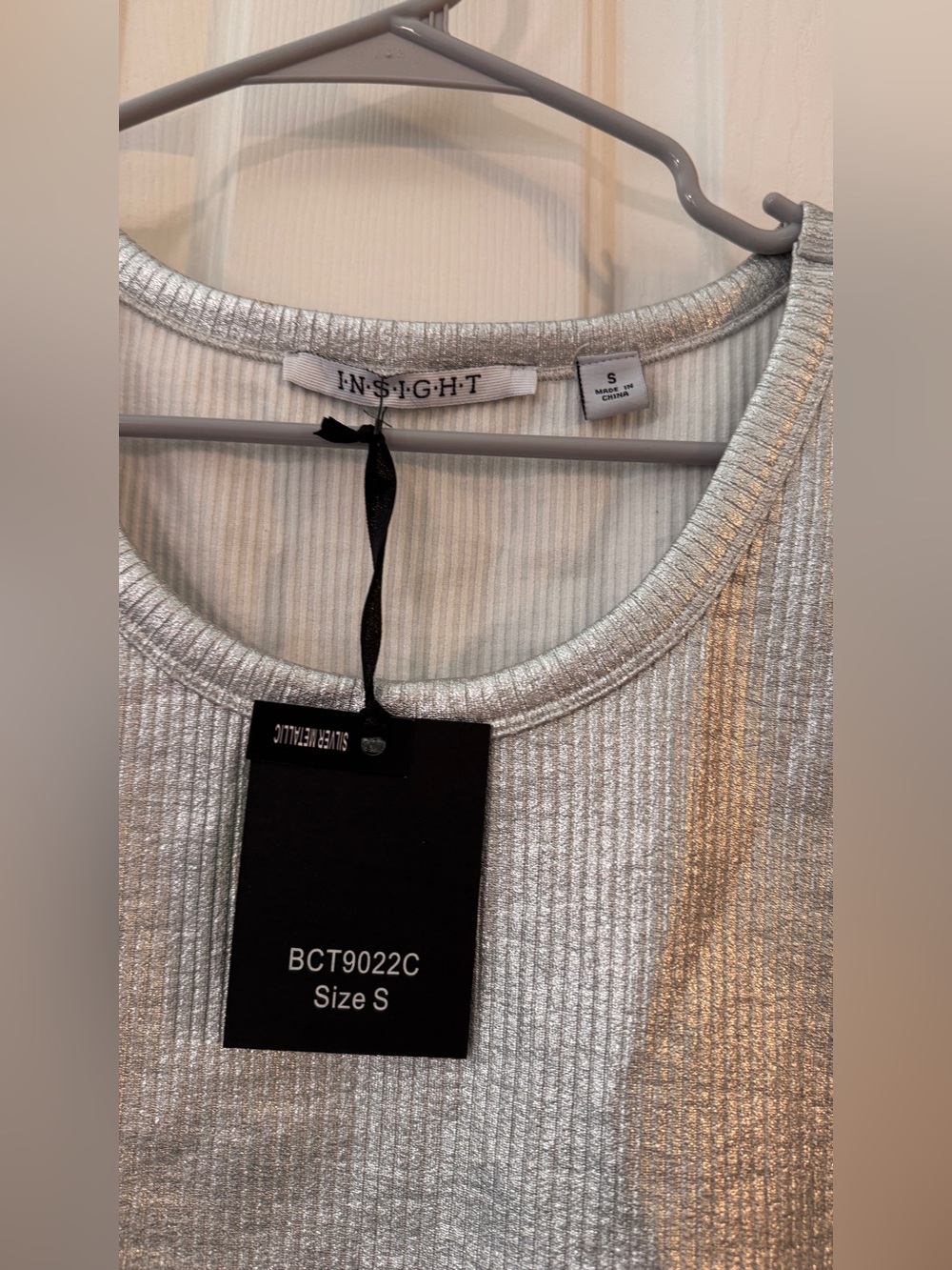 Insight Metallic Silver Ribbed Tank Top - Picture 2 of 4